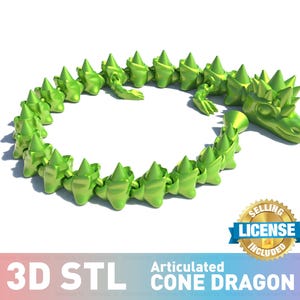 Archivo STL de dragón cónico articulado: juguete articulado imprimible en 3D (descarga instantánea)