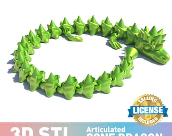 Articulated Cone Dragon STL File: 3D Printable Poseable Toy (Instant Download)