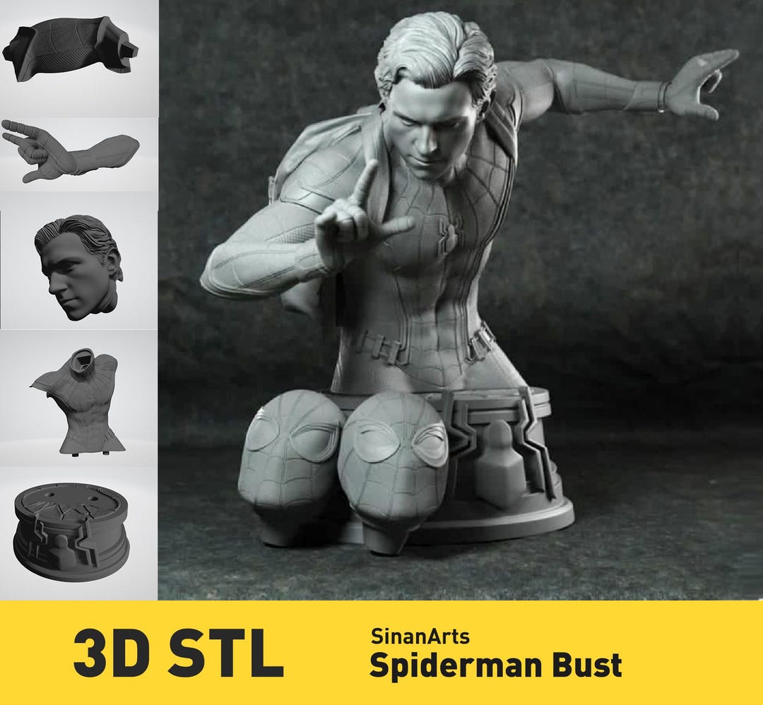 Spiderman Bust 3D Print STL File, High-quality STL File for 3D Printing ...