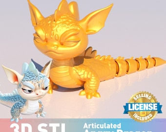 Articulated Angry Dragon: 3D Printed Fidget Toy (STL File)