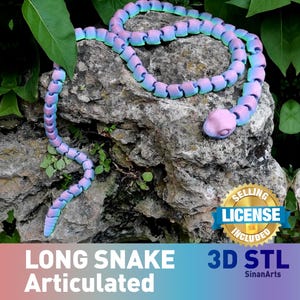 Extra Long Articulated Snake STL: Giant 3D Print Model (Digital Download)