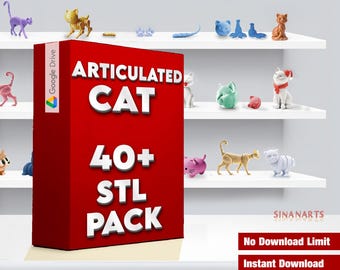 40+ Articulated Cat STL Pack: 3D Printing Models (Digital Download)