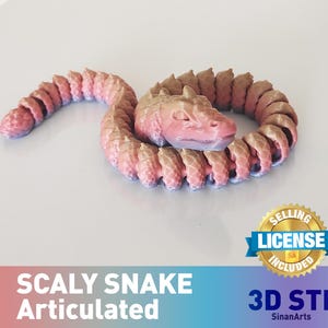Articulated Scaly Snake STL File: Flexi Print-in-Place Toy (Digital Download
