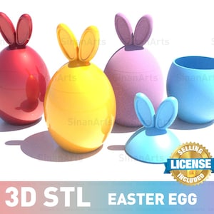 3D Printable Easter Bunny Egg STL File: Basket Filler (Digital Download)