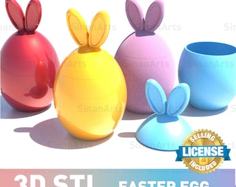 3D Printable Easter Bunny Egg STL File: Basket Filler (Digital Download)