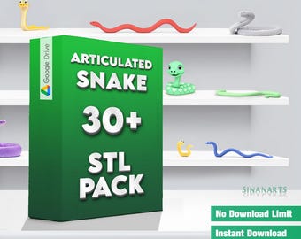 Artikulerad orm 3D-modell STL-paket: 30+ fantasi- och realistiska designer (digital nedladdning)