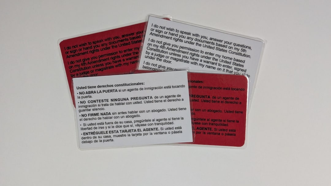 Immigration Red Card. Know Your Rights, ICE PREVENTIONS, Tarjeta Roja ...
