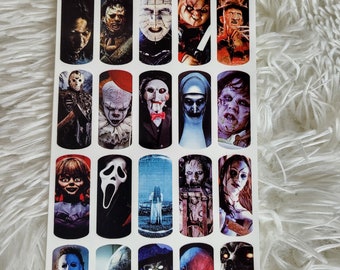 Horror movies Nail Water decal / Waterslide / Nail Art / Scary Nail Decal / Halloween art