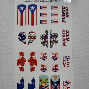 Nail Waterdecal clear / Waterslide / Nail Art / Puerto Rico Nail Decal / Boricua Nail Art / Arte para Uñas / Waterdecals / Puert Rico flag