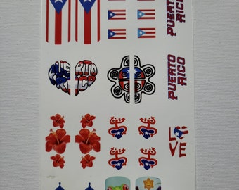 Nail Waterdecal clear / Waterslide / Nail Art / Puerto Rico Nail Decal / Boricua Nail Art / Arte para Uñas / Waterdecals / Puert Rico flag