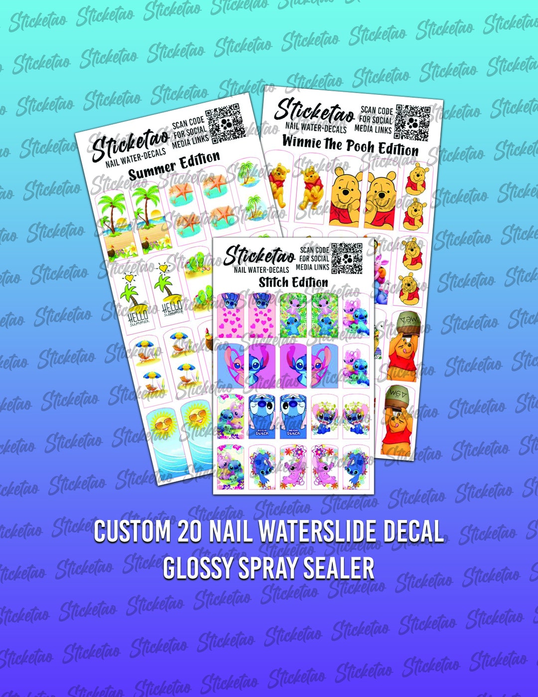 Custom Nail Waterdecal Clear / Waterslide / Nail Art / Arte Para Uñas ...