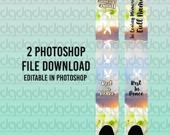 2 PSD File Download /Photoshop File / Memorial Ribbon / RIP Ribbon / Rest in Peace / In Memory Of / Sublimation Ribbon Template