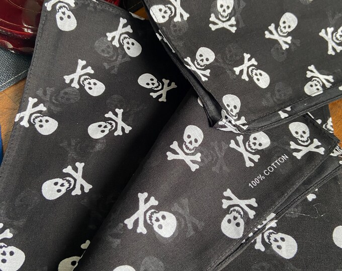 SKULL & BONES BANDANAS  100% Beautiful Cotton