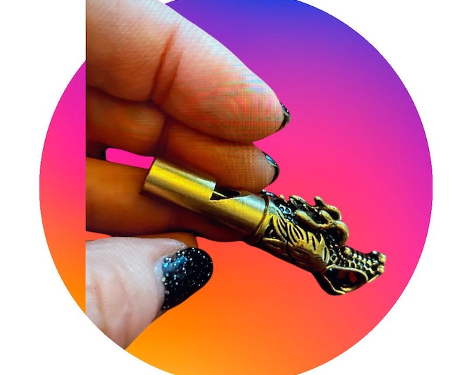 Brass DRAGON PROTECTION WHISTLE Key Chain