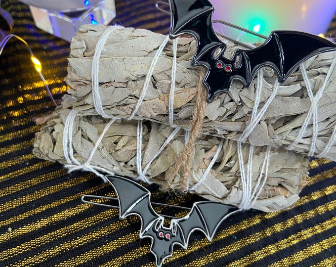 Little Gothic Bats Hair Barrettes Set