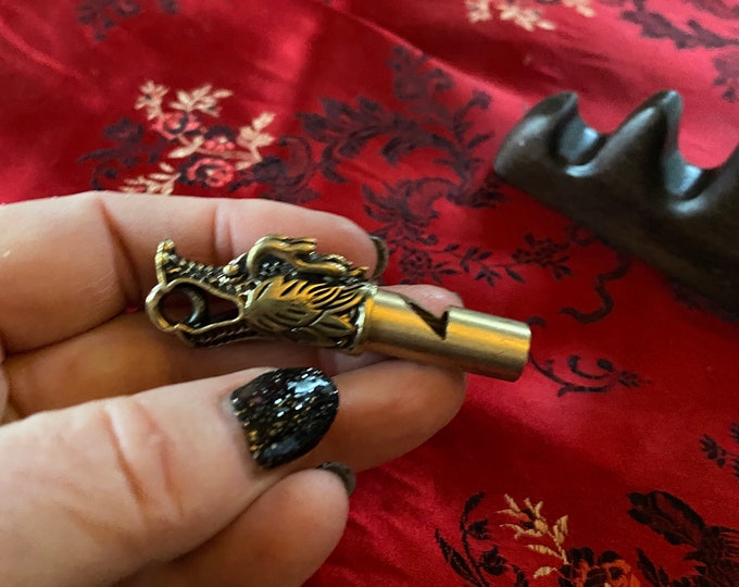 Brass Dragon PROTECTION WHISTLE Key Chain