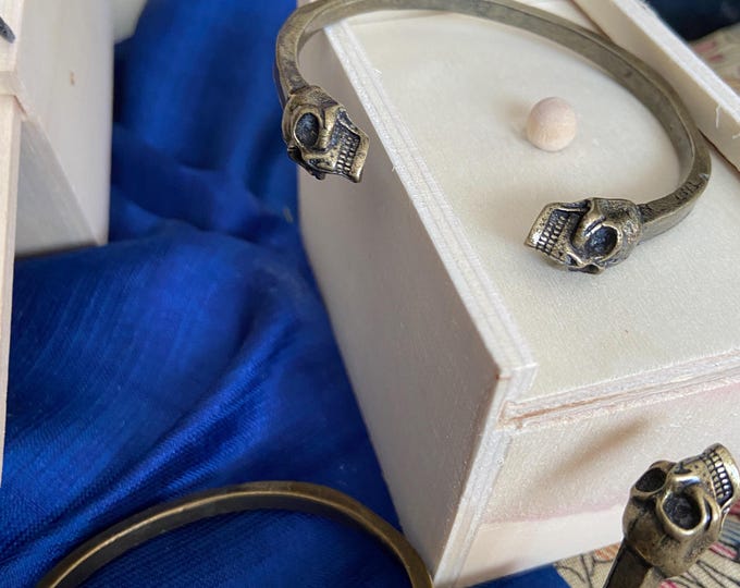 Double SKULL COPPER CUFF Bracelet