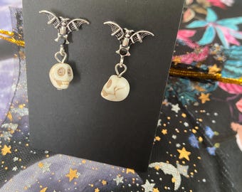 Victorian BAT & SKULL EARRINGS