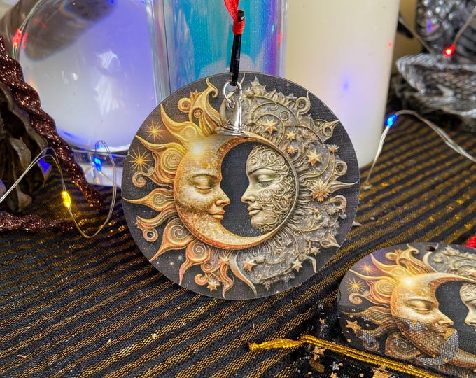 FABULOUS:  Gothic Sun & Moon Wooden Mini Plaque or Ornament 2 styles