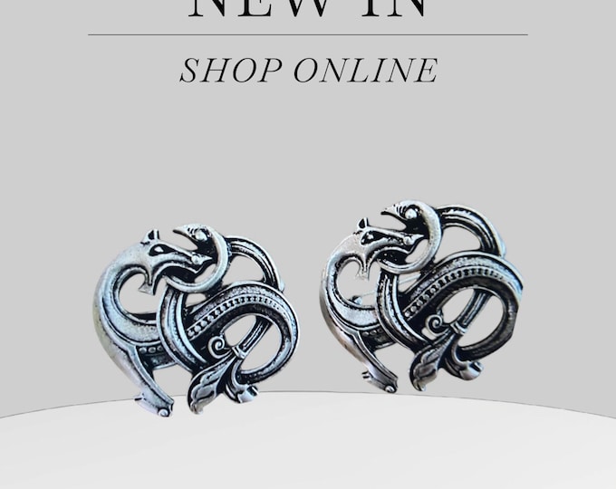 CELTIC DRAGON  AMULET: Antiqued Metal Celtic Viking Brooch