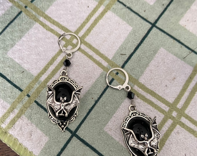 CLOSEOUT SPECIAL:   Gothic Bat Drop Earrings