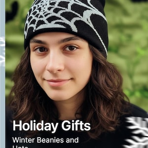 Spider Beanies Black, White, Grey Webs & Evil Eyes Beanie