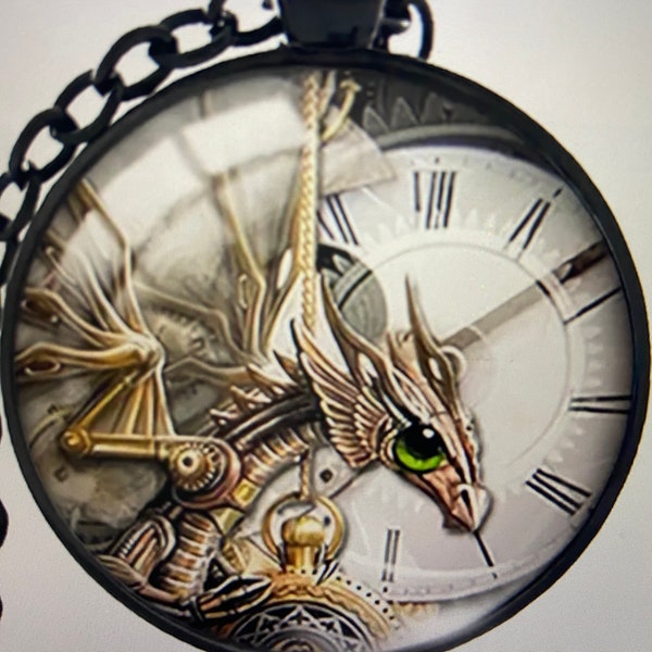 Dragon Steam Punk Mock Clock Pendant