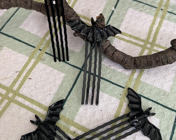 Goth Black Bat Hair Pins (2)