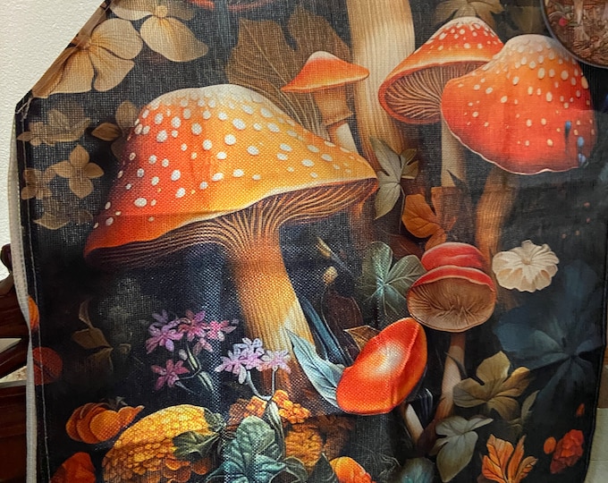 Mushrooms Magic APRON and Matching Sun CATCHER SET