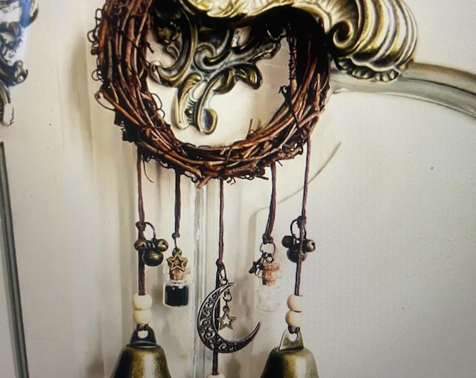 PROTECTIVE Witches BELLS on a Willow WREATH