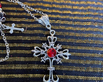 VICTORIAN NECKLACE SPECIAL:  Cross & Matching Bracelet