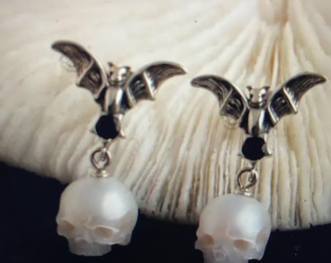 NEW!  Victorian Tiny Bats & skull Earrings