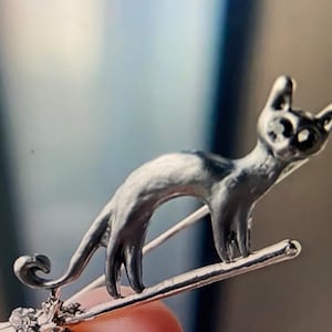 BLACK CAT on a Broom BROOCH
