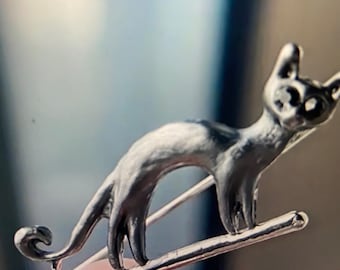 Black Cat on a Broom Brooch