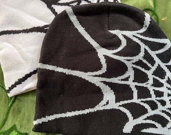 Spider Beanies Black, White, Grey Webs & Evil Eyes Beanie