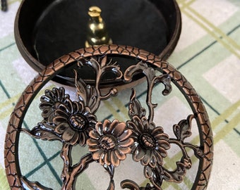 SMUDGE or Incense or PotPourri Antiqued Oriental Copper & Brass CONTAINER
