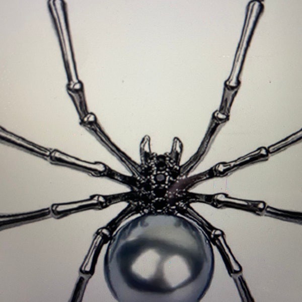 Black Widow Spider Pearl Broach