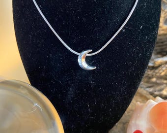 SILVER CRESCENT MOON Necklace 925
