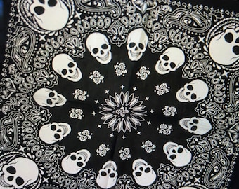 Skeleton Bandana  Set of 3 Red Black and White