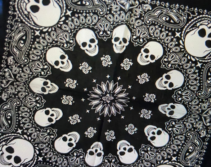 Skeleton Bandana  Set of 3 Red Black and White
