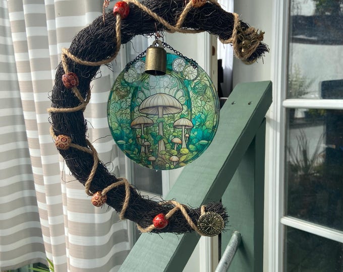 Crescent MOON SPELL WREATH & Mushroom Sun Catcher