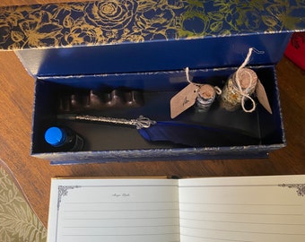 SPECIAL:  Writers European Blue Box Quill Set / Journal and Quill Set 11 pc.