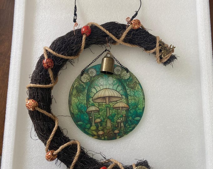 Crescent MOON SPELL WREATH & Mushroom Sun Catcher