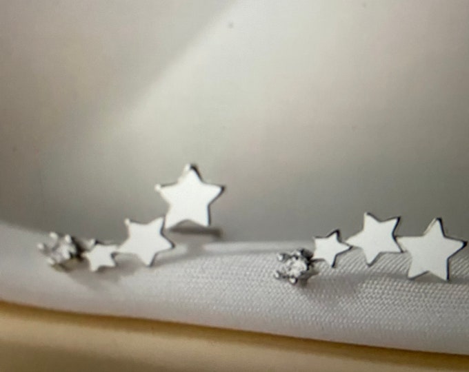 Tiny SHOOTING STARS Silver Peg EARRINGS