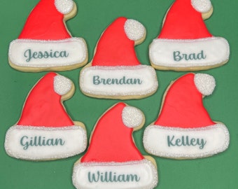 Personalized Santa Hats Cookies