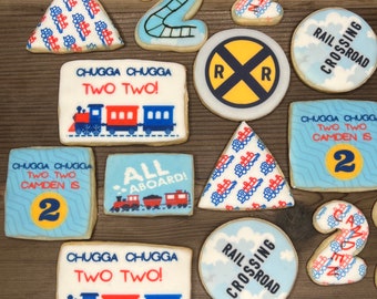 Train Themed Birthday Cookies