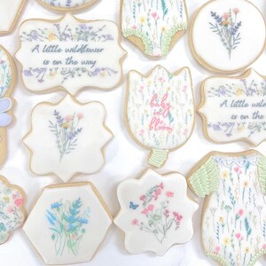 Wildflower Baby Shower Cookies – Custom Floral Sugar Cookies – Personalized Baby Shower Favors – Individually Wrapped