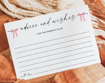Baby Shower Advice Card | Baby Shower Advice | Baby Shower Games Printable | Advice for Parents | Advice and Wishes | Editable Template, D1