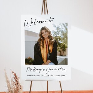 Photo Graduation Welcome Sign | Graduation Poster | Graduate Sign | Grad Party Sign | Graduate Decor | Grad Sign | Editable Template | A1