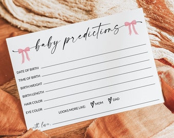 Baby Predictions Card | Baby Party Vorschau | Baby-Dusche-Spiele zum Ausdrucken | Babyparty Beratung Karte | Hinweise und Wünsche | Bearbeitbar | D1